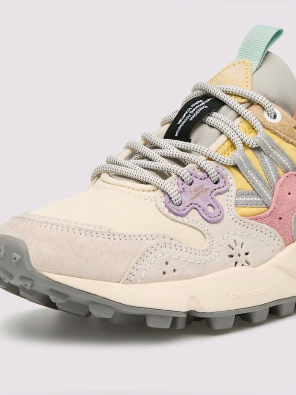 NWT Flower Mountain YAMANO 3 WOMAN Suede and technical fabric sneakers BeigeGrey - Picture 4 of 15